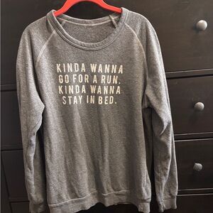 “Wannna Run” Gray Graphic Sweatshirt, Sz L